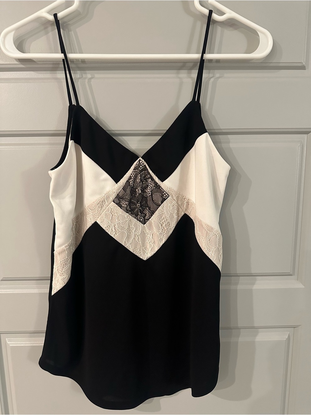 Express Black and Cream Lace-Panel Slip Cami